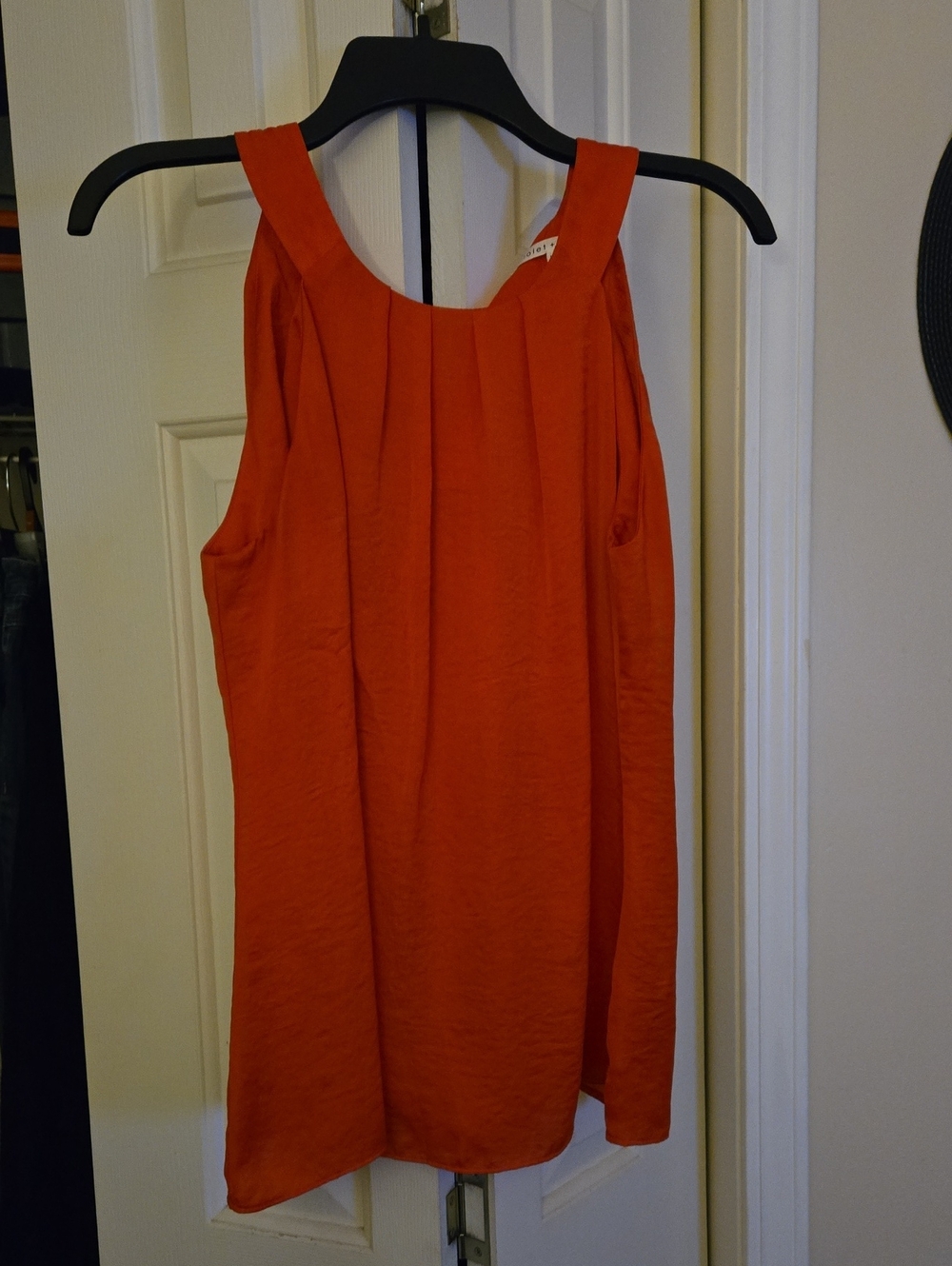 Violet & Claire From Versona Bright Coral Pleated Tank Top